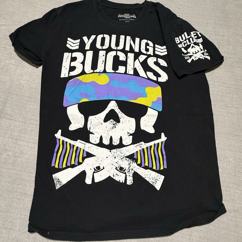Young‎ Bucks Bullet Club T-Shirt - Men's Black Pro Wrestling Tees NJPW AEW Med